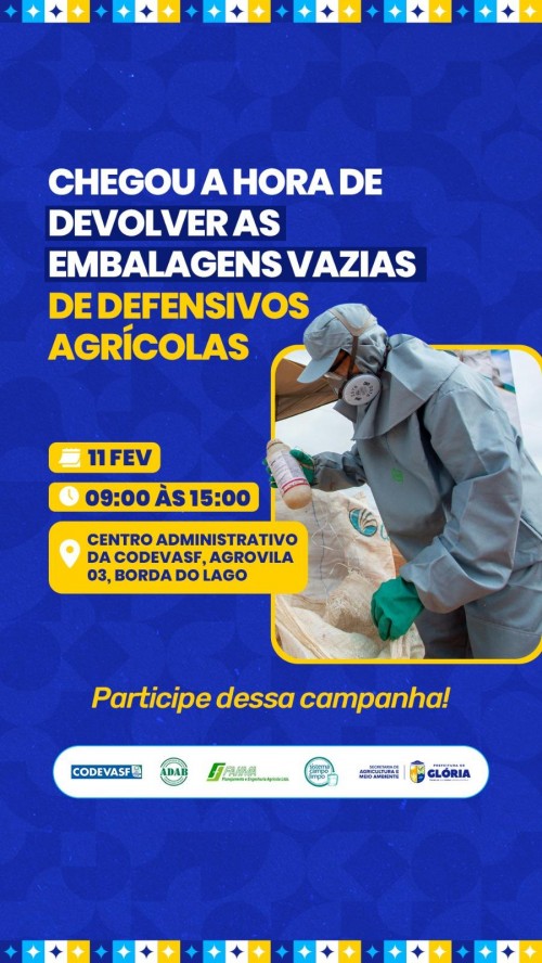 [Glória realiza campanha de devolução de embalagens vazias de defensivos agrícolas]